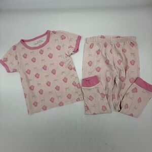 James & Lottie Pink Strawberry 2Pc Kids Pajamas